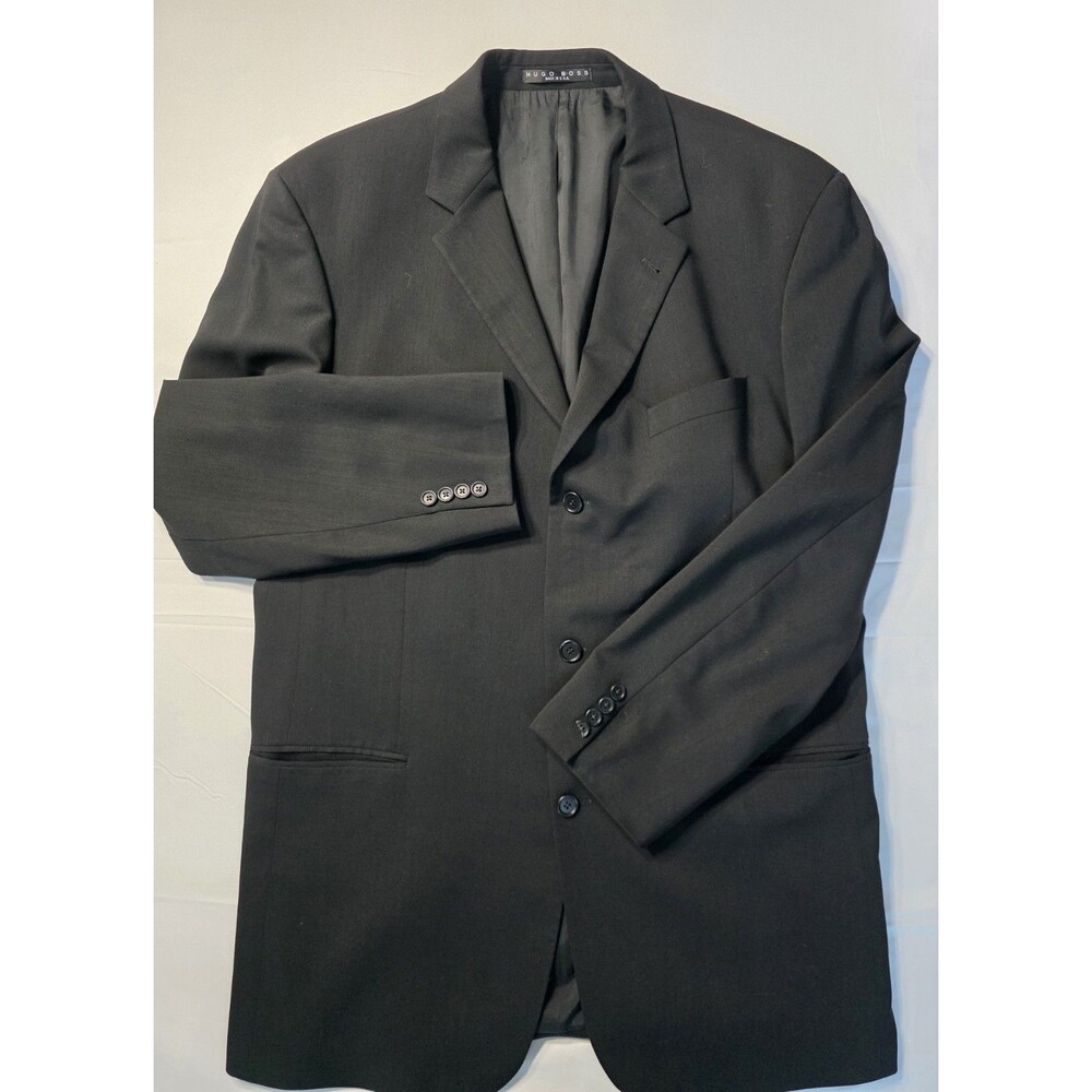 HUGO BOSS Men's Black 2-Piece 3-Button Blazer Suit 44R Notch Lapel